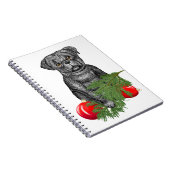 Black Pug Puppy Adorable Christmas Art ノートブック (右側)
