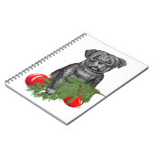 Black Pug Puppy Adorable Christmas Art ノートブック (左側)