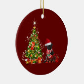 Black pug With Hat Scaft Christmas セラミックオーナメント (右)