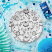 Black Pumpkin Toile 9 in. Round Paper plate ペーパープレート (パーティー)