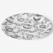Black Pumpkin Toile 9 in. Round Paper plate ペーパープレート (アングル)