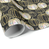 Black Pumpkins Halloween With Faux glitter ラッピングペーパー (ロールコーナー)