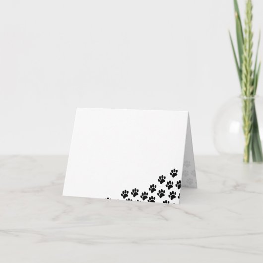 Black Puppy Paw Prints  ノートカード (正面)