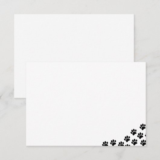 Black Puppy Paw Prints  ノートカード (正面/裏面)