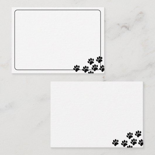 Black Puppy Paw Prints Blank Bordered ノートカード (正面/裏面)