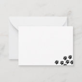 Black Puppy Paw Prints Blank Bordered ノートカード (裏面)