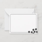 Black Puppy Paw Prints Blank Bordered ノートカード (正面)