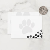 Black Puppy Paw Prints Canine ノートカード (正面/裏面インサイチュ)