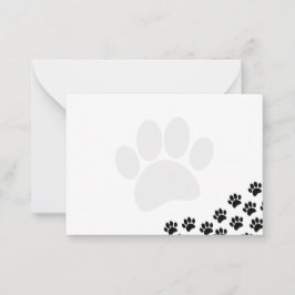 Black Puppy Paw Prints Canine ノートカード