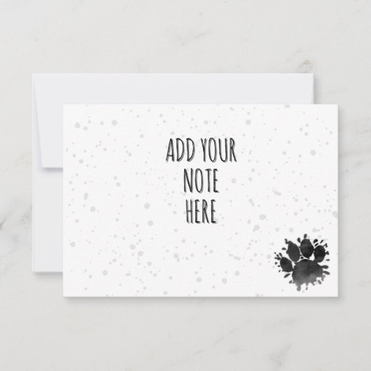 Black Puppy Paw Prints Dog Lover Custom Watercolor ノートカード (正面)