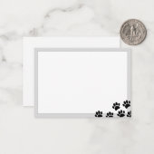 Black Puppy Paw Prints Elegant Gray Borders ノートカード (正面/裏面インサイチュ)