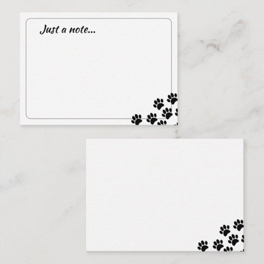 Black Puppy Paw Prints Just a Note ノートカード (正面/裏面)