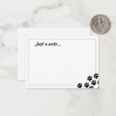 Black Puppy Paw Prints Just a Note ノートカード (正面/裏面インサイチュ)