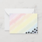 Black Puppy Paw Prints Pastel Rainbow Watercolor  ノートカード (裏面)