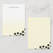 Black Puppy Paw Prints Personalized Stationery ノートカード (正面/裏面)
