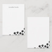 Black Puppy Paw Prints Personalized Stationery ノートカード (正面/裏面)