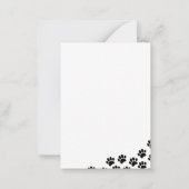 Black Puppy Paw Prints Personalized Stationery ノートカード (裏面)
