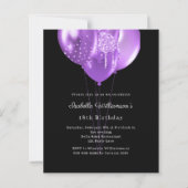 Black purple balloons birthday invitation (正面)