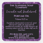 Black & Purple Glitter Perfume Roller Bottle label スクエアシール (正面)