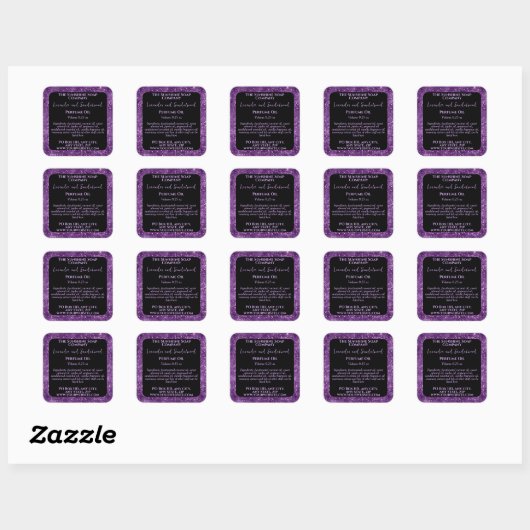 Black & Purple Glitter Perfume Roller Bottle label スクエアシール (シート)
