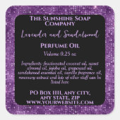 Black & Purple Glitter Perfume Roller Bottle label スクエアシール (正面)