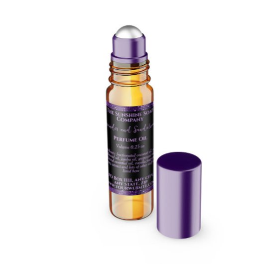 Black & Purple Glitter Perfume Roller Bottle label スクエアシール