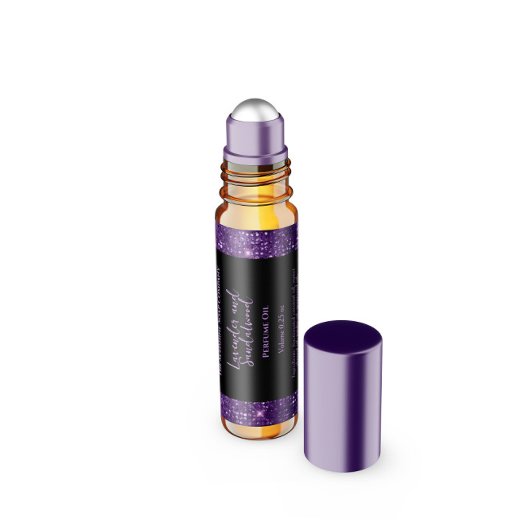 Black & Purple Glitter Perfume Roller Bottle label ペットボトルラベル