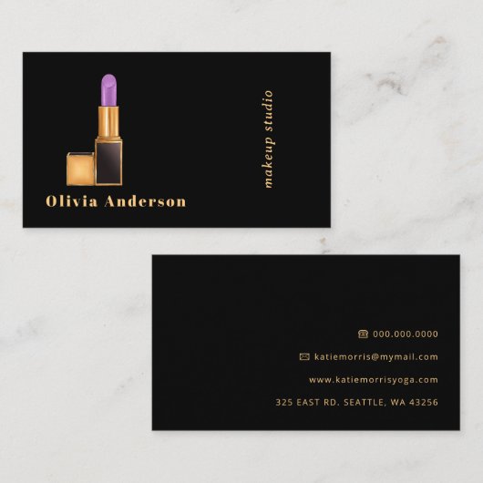 Black Purple Lipstick Makeup Artist MUA  名刺 (正面/裏面)
