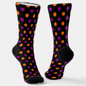 Black Purple Orange Polka Dot Pattern ソックス (傾斜あり)