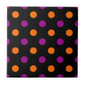Black Purple Orange Polka Dot Pattern タイル (正面)