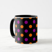 Black Purple Orange Polka Dot Pattern マグカップ (正面左)