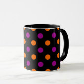 Black Purple Orange Polka Dot Pattern マグカップ (正面右)
