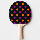 Black Purple Orange Polka Dot Pattern 卓球ラケット (正面)