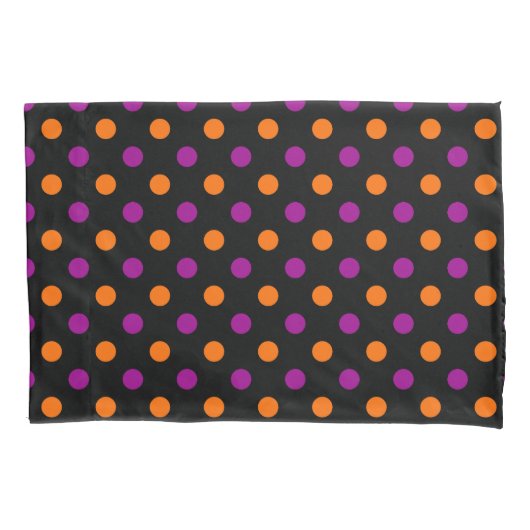 Black Purple Orange Polka Dot Pattern 枕カバー (正面)
