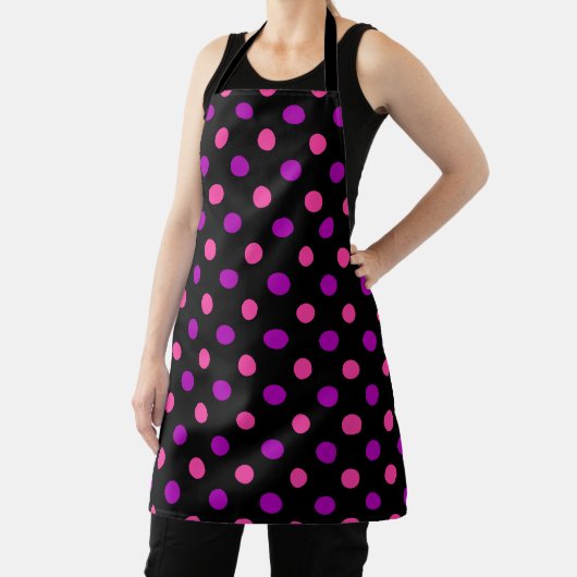 Black Purple Pink Polka Dots Pattern  エプロン (インサイチュ)