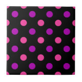 Black Purple Pink Polka Dots Pattern  タイル (正面)