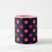 Black Purple Pink Polka Dots Pattern  マグカップ (中央)