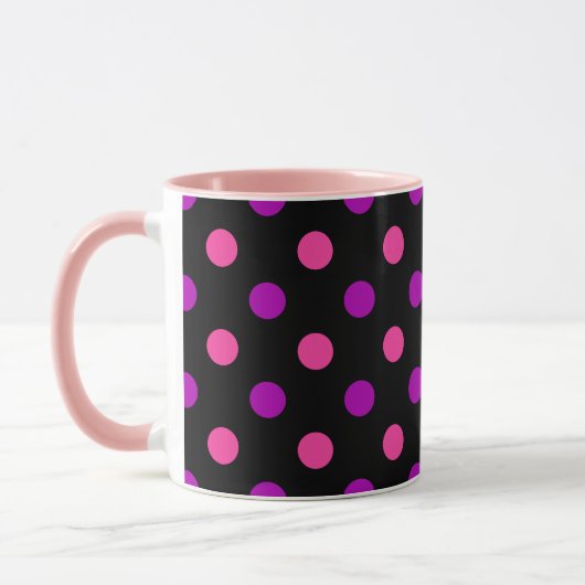 Black Purple Pink Polka Dots Pattern  マグカップ (左)