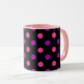 Black Purple Pink Polka Dots Pattern  マグカップ (正面右)