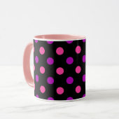 Black Purple Pink Polka Dots Pattern  マグカップ (正面左)