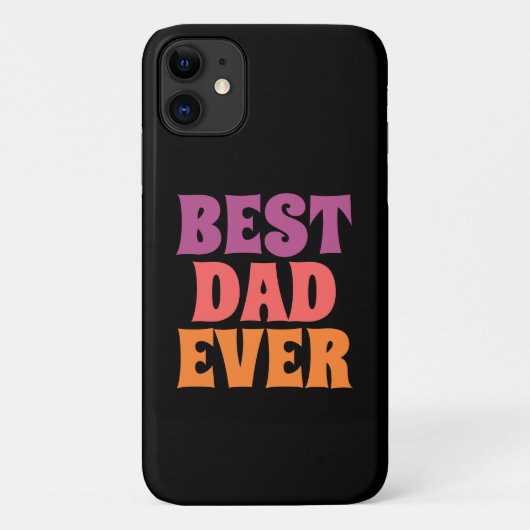 black &purple retro best dad ever csript Case-Mate iPhoneケース (裏面)