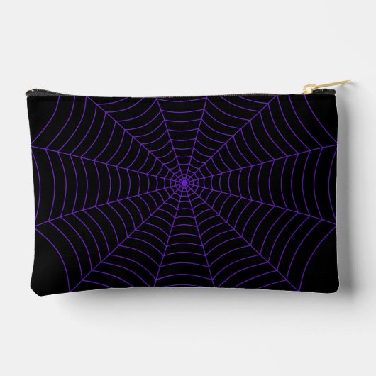 Black purple spider web Halloween pattern アクセサリーポーチ (裏面)