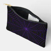 Black purple spider web Halloween pattern アクセサリーポーチ (見開き)