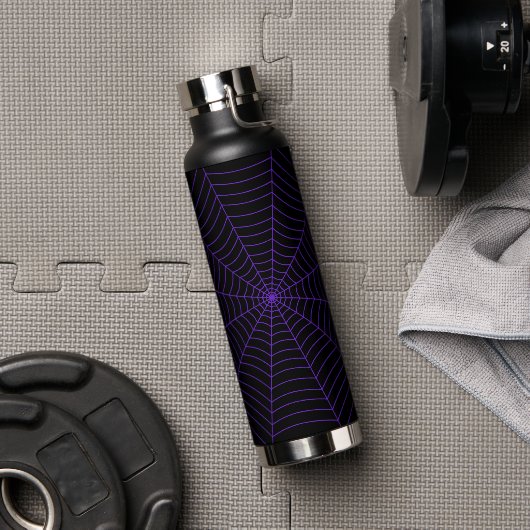 Black purple spider web Halloween pattern ウォーターボトル (ジム)
