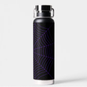 Black purple spider web Halloween pattern ウォーターボトル (背面)