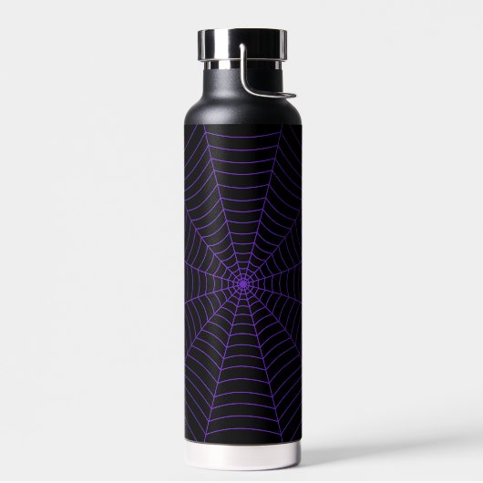 Black purple spider web Halloween pattern ウォーターボトル (左面)