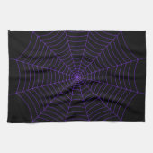 Black purple spider web Halloween pattern キッチンタオル (横)