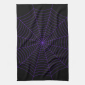Black purple spider web Halloween pattern キッチンタオル (縦)