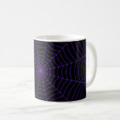 Black purple spider web Halloween pattern コーヒーマグカップ (正面右)