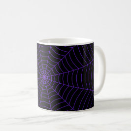 Black purple spider web Halloween pattern コーヒーマグカップ